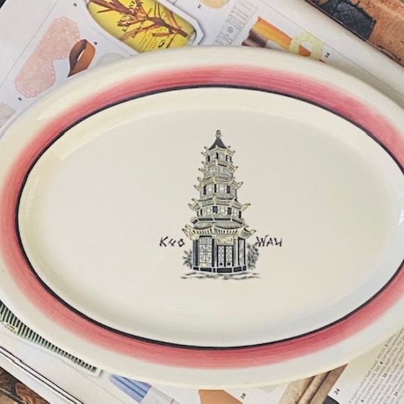 1954 MAYER CHINA Hand Painted & Patented Set of 2 Restaurant Ware Platters - Picture 4 of 9